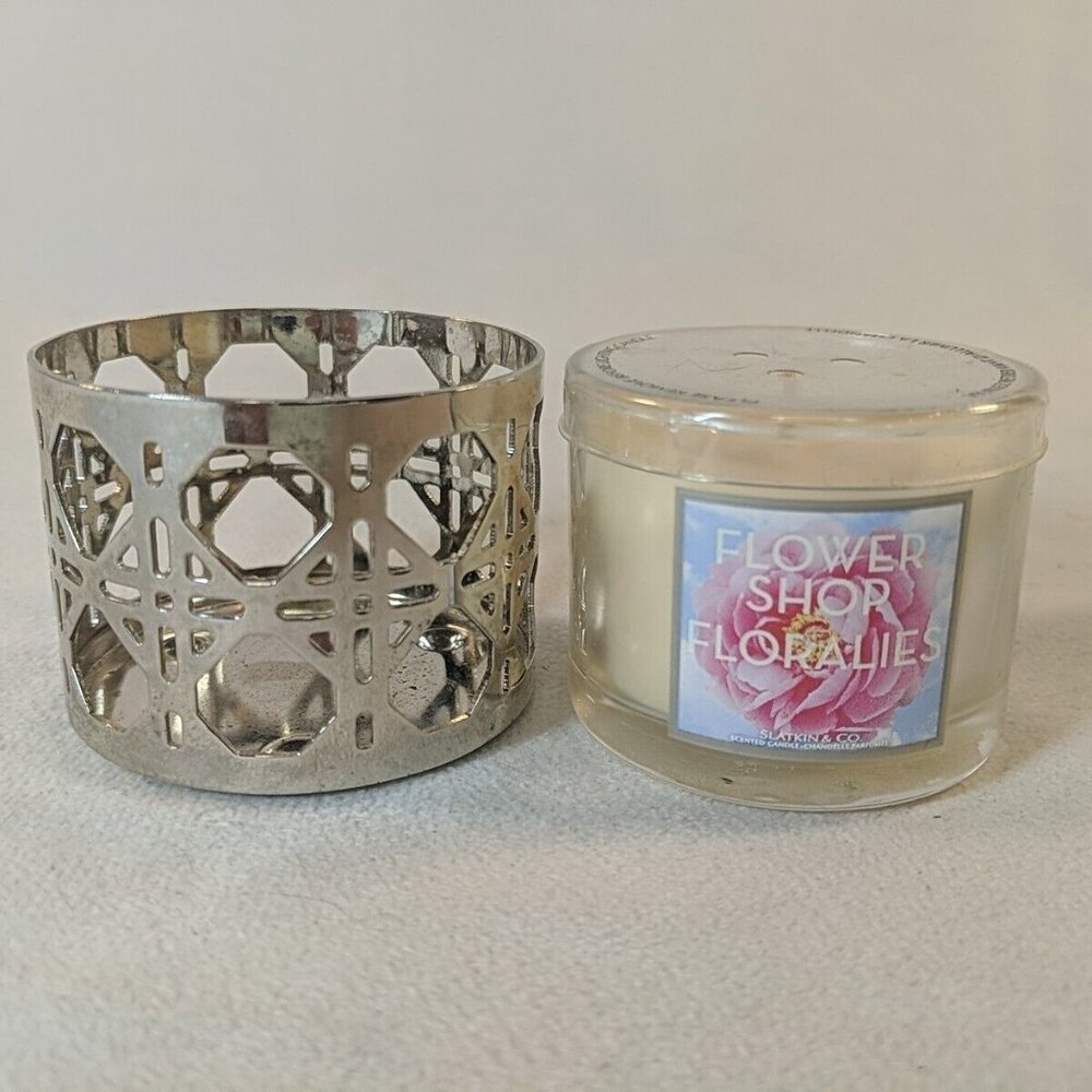 Bath & Body Works Slatkin & Co. Flower Shop & Silver Candle Holder 45g 36g 1.3oz